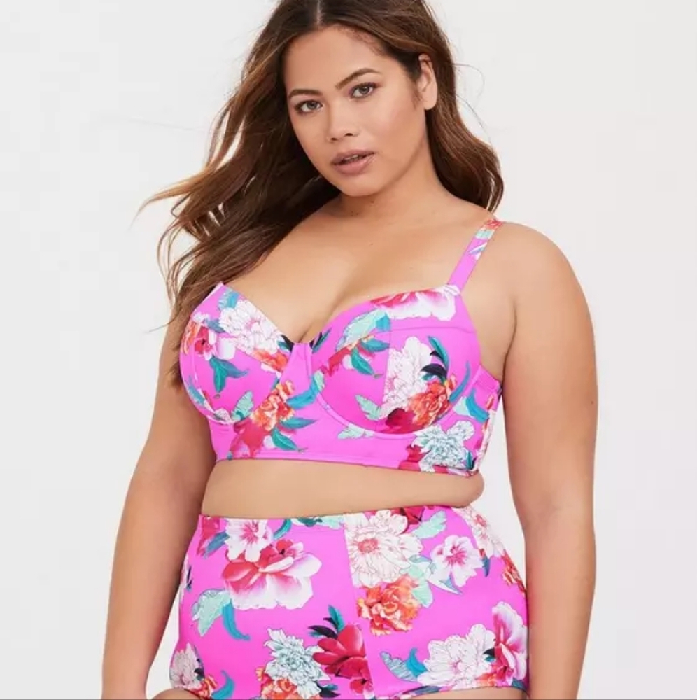 torrid Neon Pink Floral Underwire Bikini Top 👙